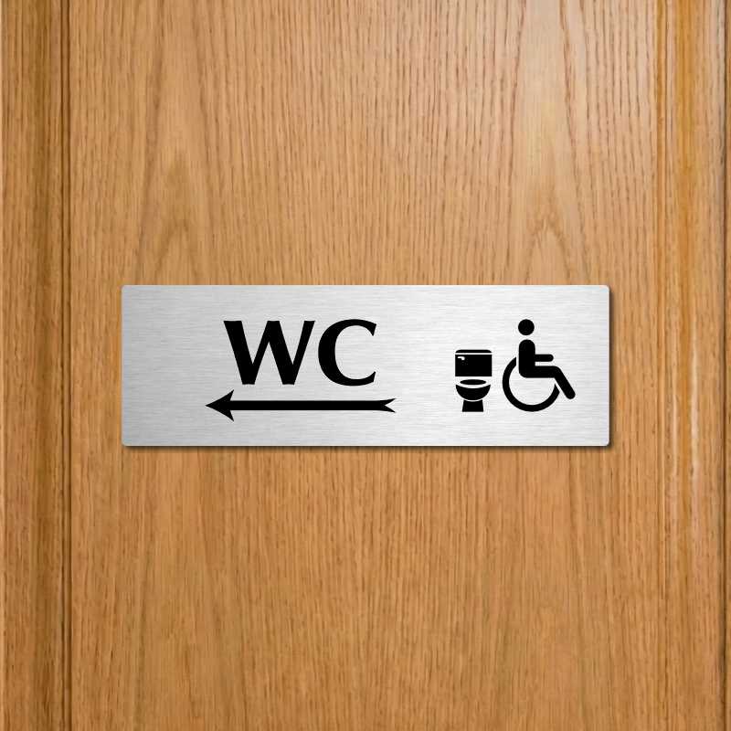 WC invalida vlevo, 240x79mm, stříbrná popiska s okrasným rámečkem  